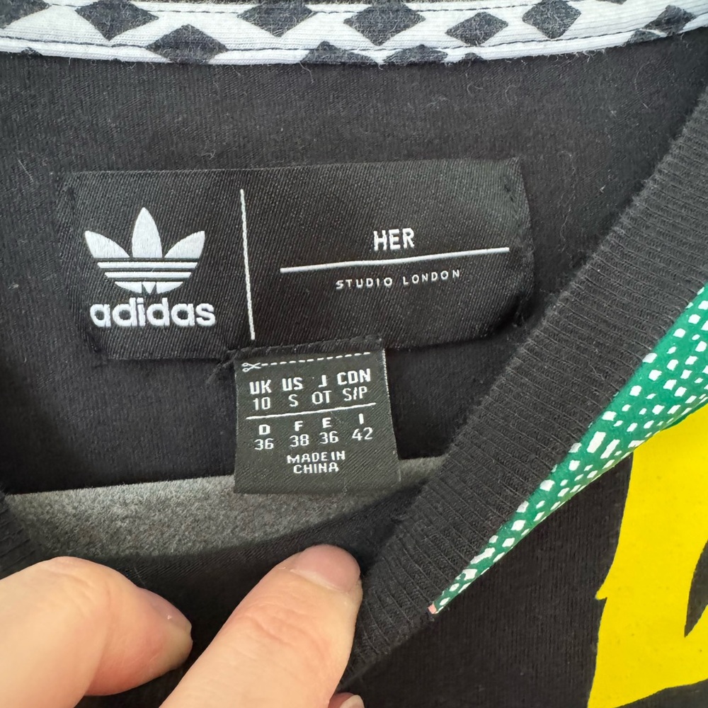 Adidas HER Studio London t-shirt Black Dress with Vibrant Floral Design - Picture 5 of 7